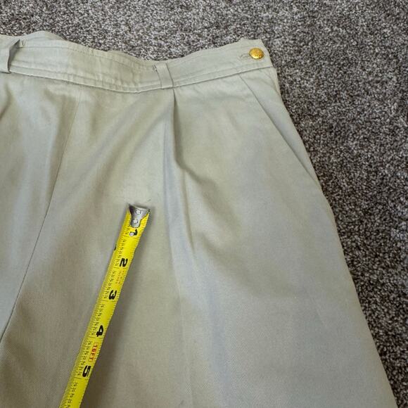 Vintage Yves Saint Laurent YSL Cinched Khaki Trousers Crop Gold Button France 40 - Picture 4 of 14